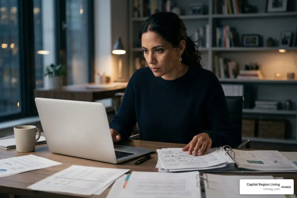 Strategic Scorpio individual analyzing intricate personal and professional plans